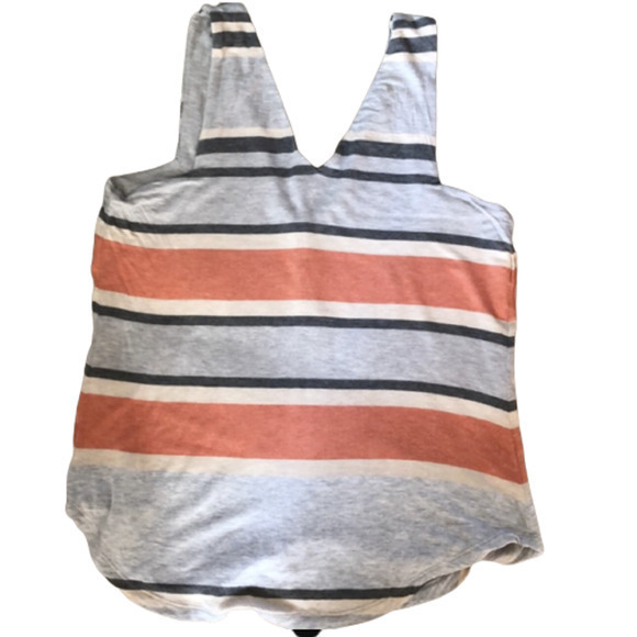 Anthropologie‎ Bordeaux Gray Orange Striped Sleeveless Tank - Picture 3 of 8
